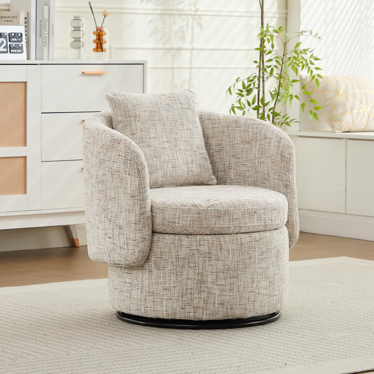 SESSEL 360° drehbar mit Stauraum, DE-42204, Blau - Creme, Holzwerkstoff (66.5/76/72.5cm) - ComfortXL