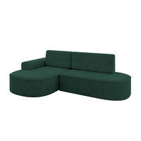 ECKSOFA mit Schlaffunktion und Bettkasten Ottomane Links MARI-L1-S - 283x167x73 cm Grün Velours - Waldgrün/Schwarz, Holzwerkstoff/Kunststoff (283/167cm) - ALTDECOR