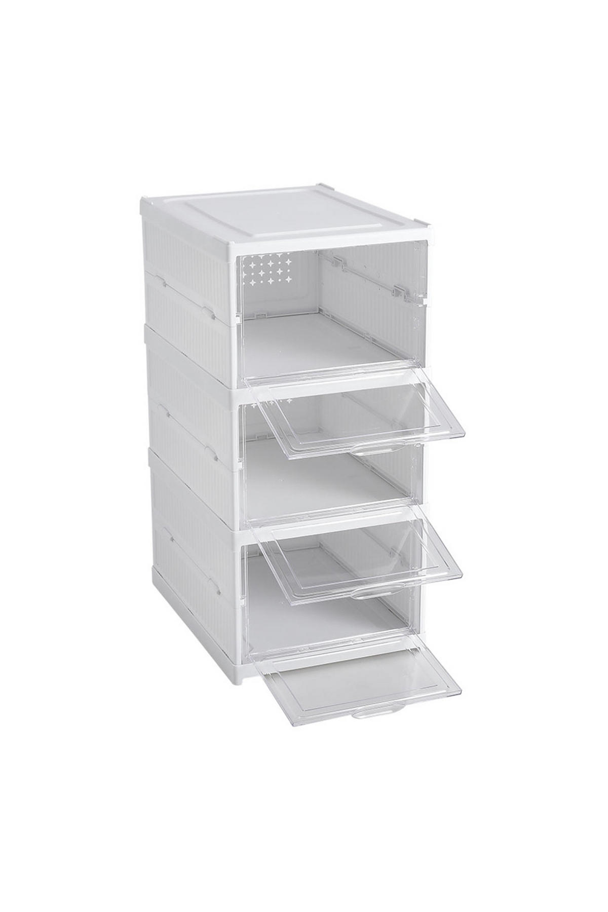 SCHUHSCHRANK 3-Stufig Klappbar aus PP, PS Kunststoff in Weiß Gute Belüftung Einfache Montage 25,7 x 34,7 x 54 cm - Weiß, Kunststoff (25.7/54/34.7cm) - Livingandhome