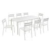 GARTENSET (185 x 92cm) und 8 Stühle, Weiß - Weiß, Metall - Oviala
