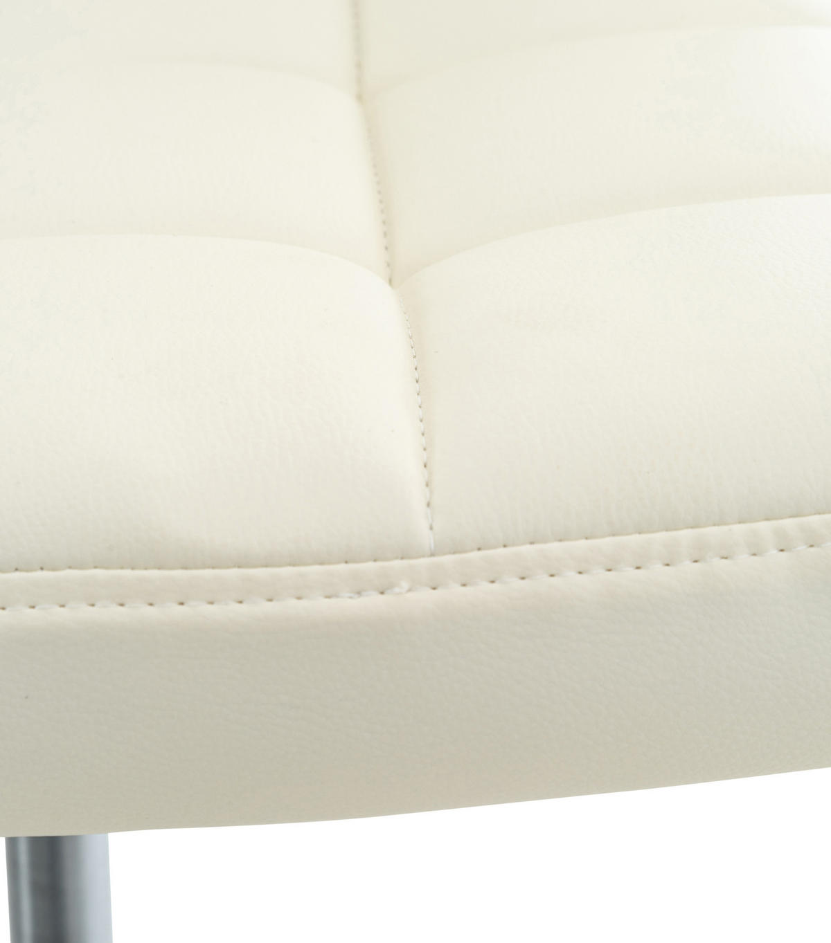 DREHSTUHL Lederlook weiß - Chromfarben/Weiß, Textil/Metall (44/90/37cm) - CLP
