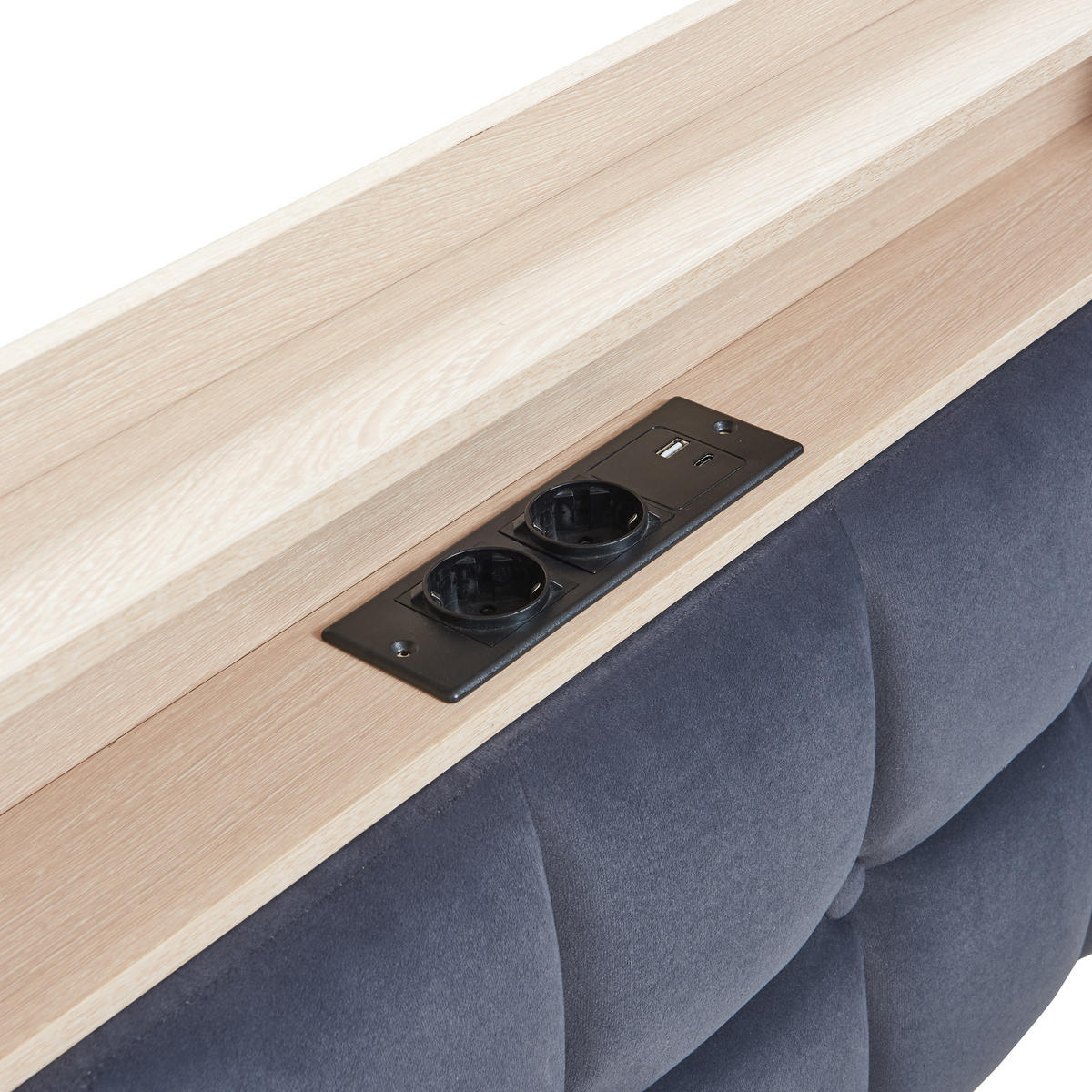 POLSTERBETT 90x200 cm LED USB Schubladen grau - Grau, Textil (90/200cm) - LEBENLANG