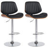 BARHOCKER 2er Set Lederlook Walnuss/Schwarz - Chromfarben/Walnussfarben, Textil/Metall (50/94/50cm) - CLP