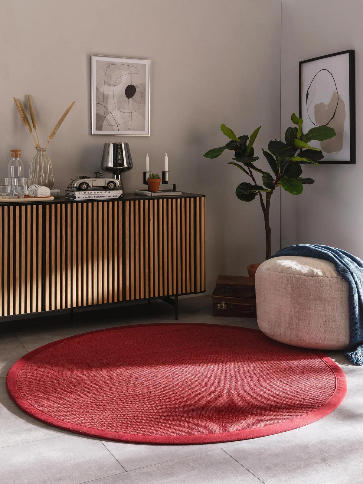 SISALTEPPICH Sana Rot ø 200 cm rund - Rot, Textil (200/200cm) - benuta Nest