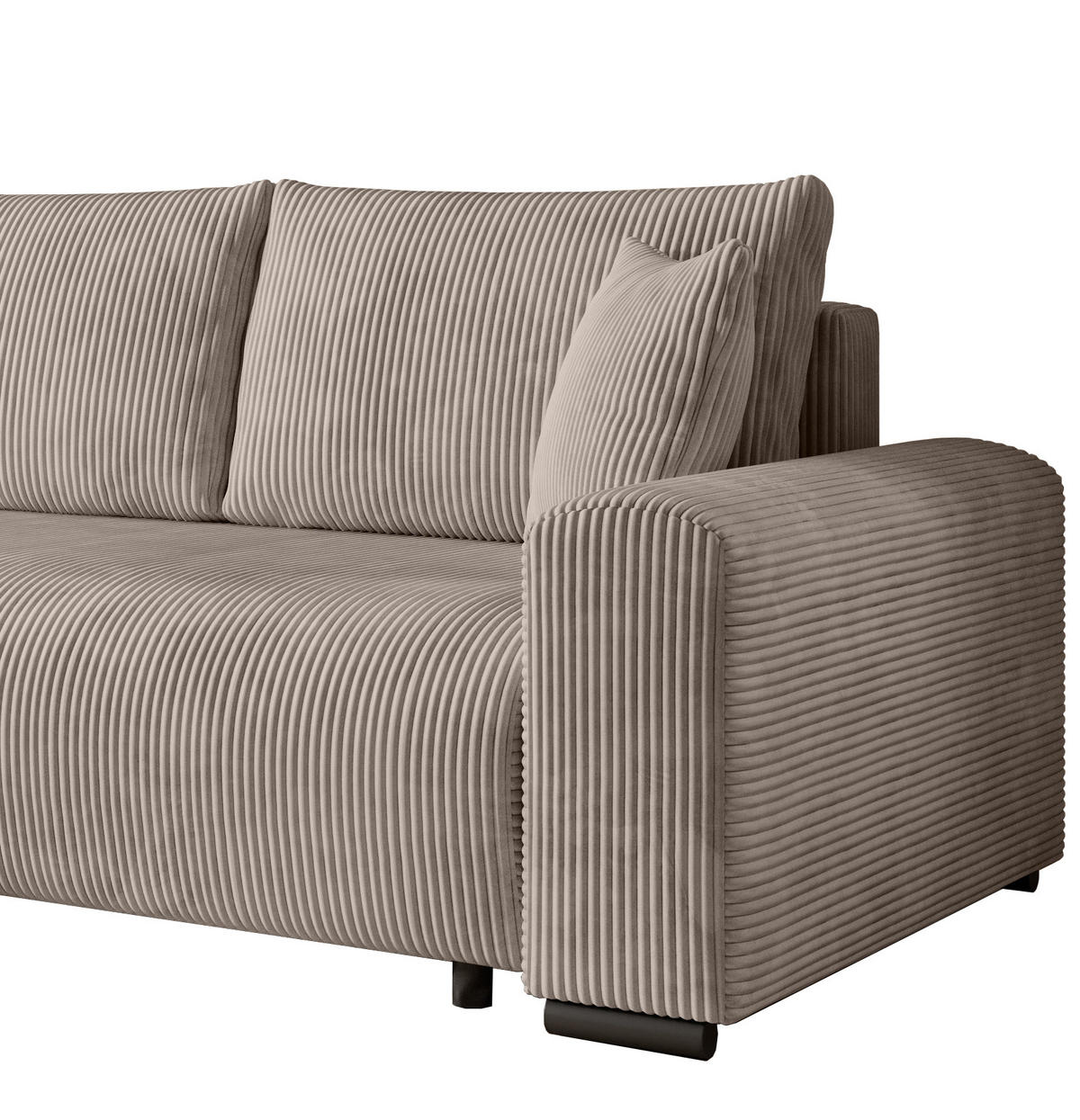 ECKSOFA Nelly mit Bettkasten und Schlaffunktion, Cordstoff in L-Form - Beige, Textil (270/185cm)