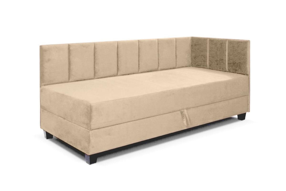 BOXBETT Kinderbett Eryk 100x200 cm mit Matratze und Bettkasten, rechts, beige - Beige, Kunststoff (100/200cm) - Margaret Hadas24
