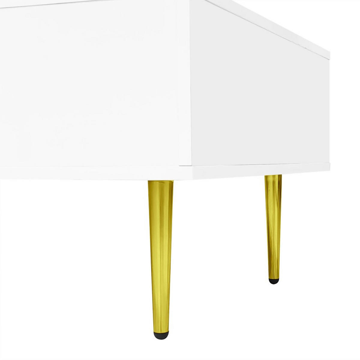 COUCHTISCH in Weiß mit 2 Schubladen und Hochglanz - Weiß, Holz (100/60/41.5cm) - KOMHTOM