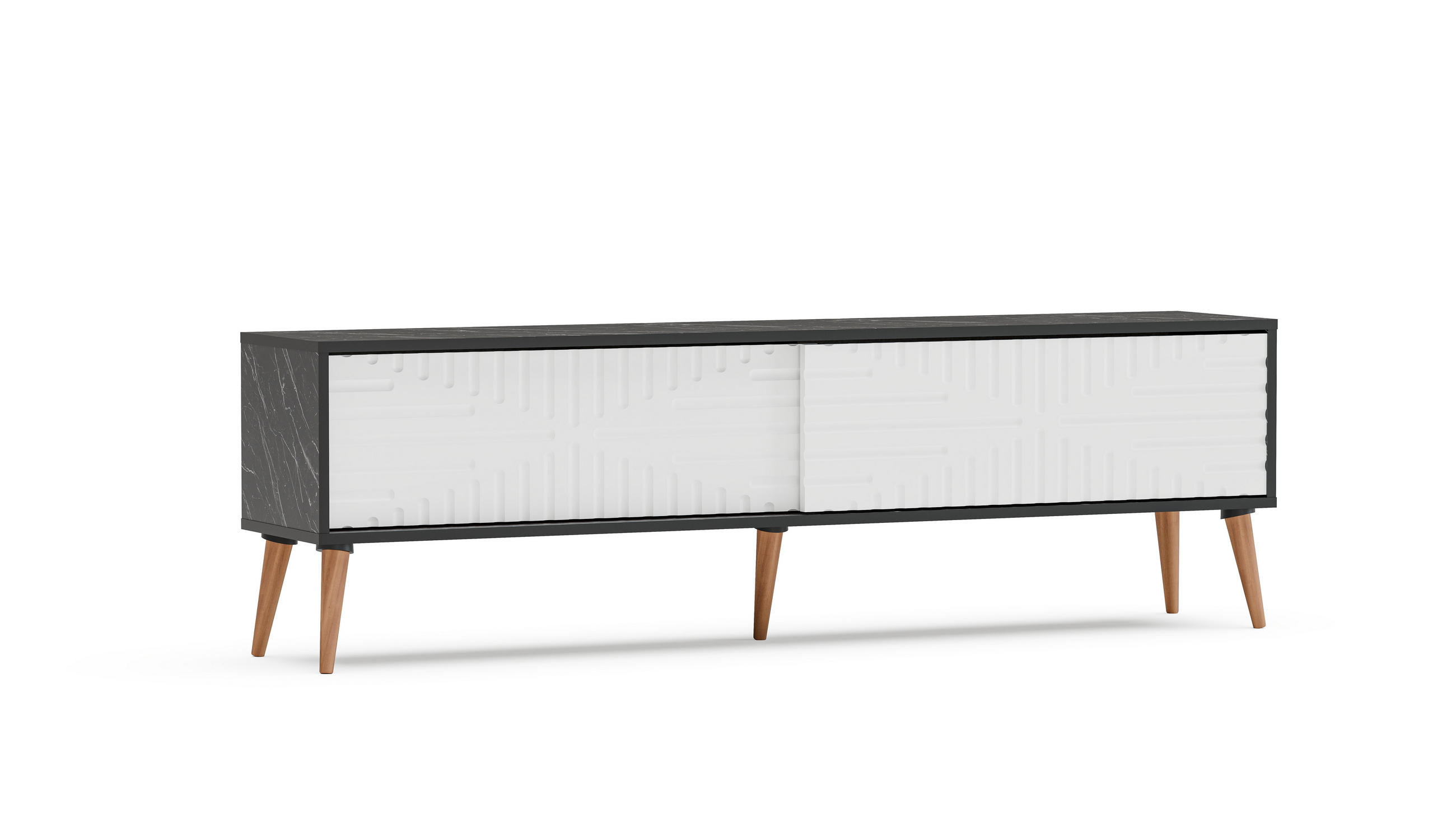 TV-LOWBOARD Riso - Robinienfarben/Weiß, Holzwerkstoff (180/54/35cm) - Decorotika