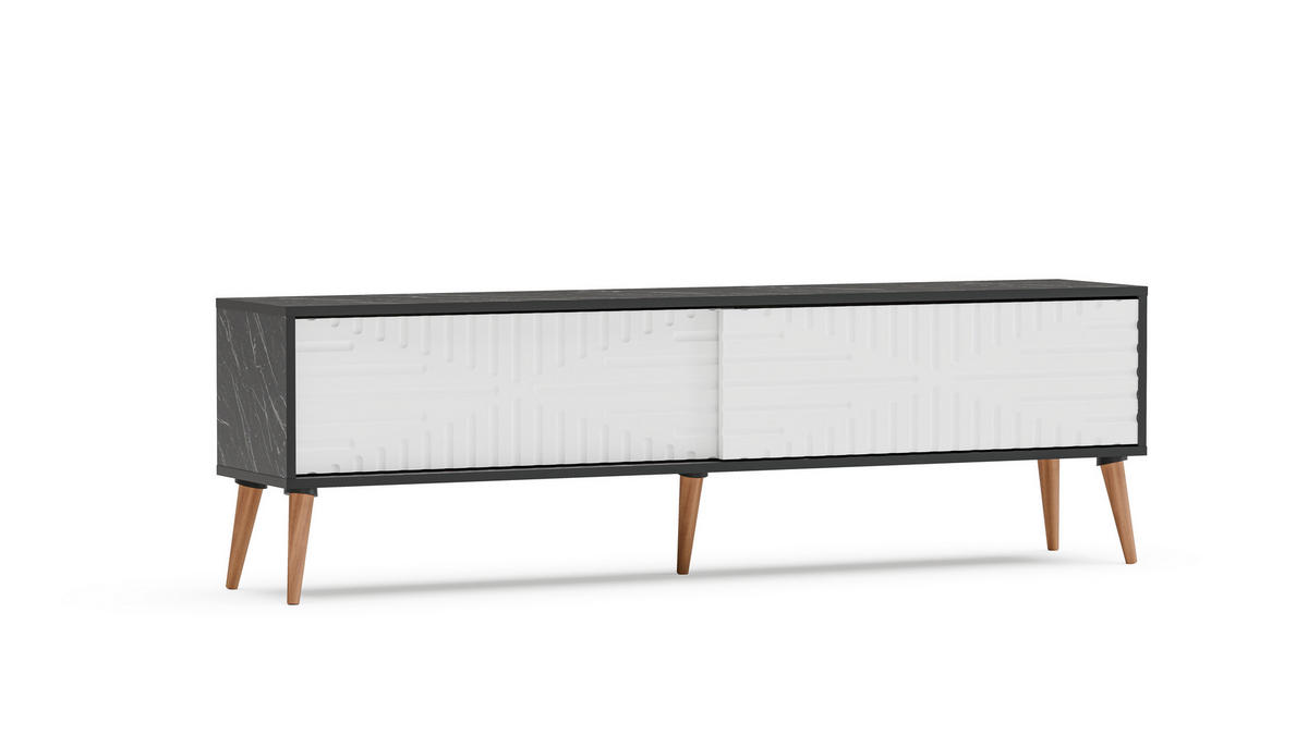 TV-LOWBOARD Riso - Robinienfarben/Weiß, Holzwerkstoff (180/54/35cm) - Decorotika