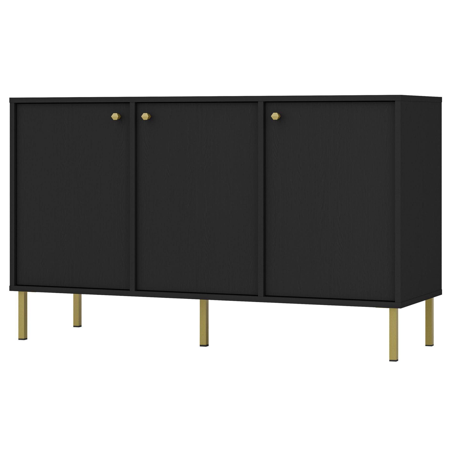 SIDEBOARD Oktio Schwarz-Graphit 125 cm - Goldfarben/Schwarz, Holzwerkstoff/Metall (124.5/73.9/40.8cm) - Selsey