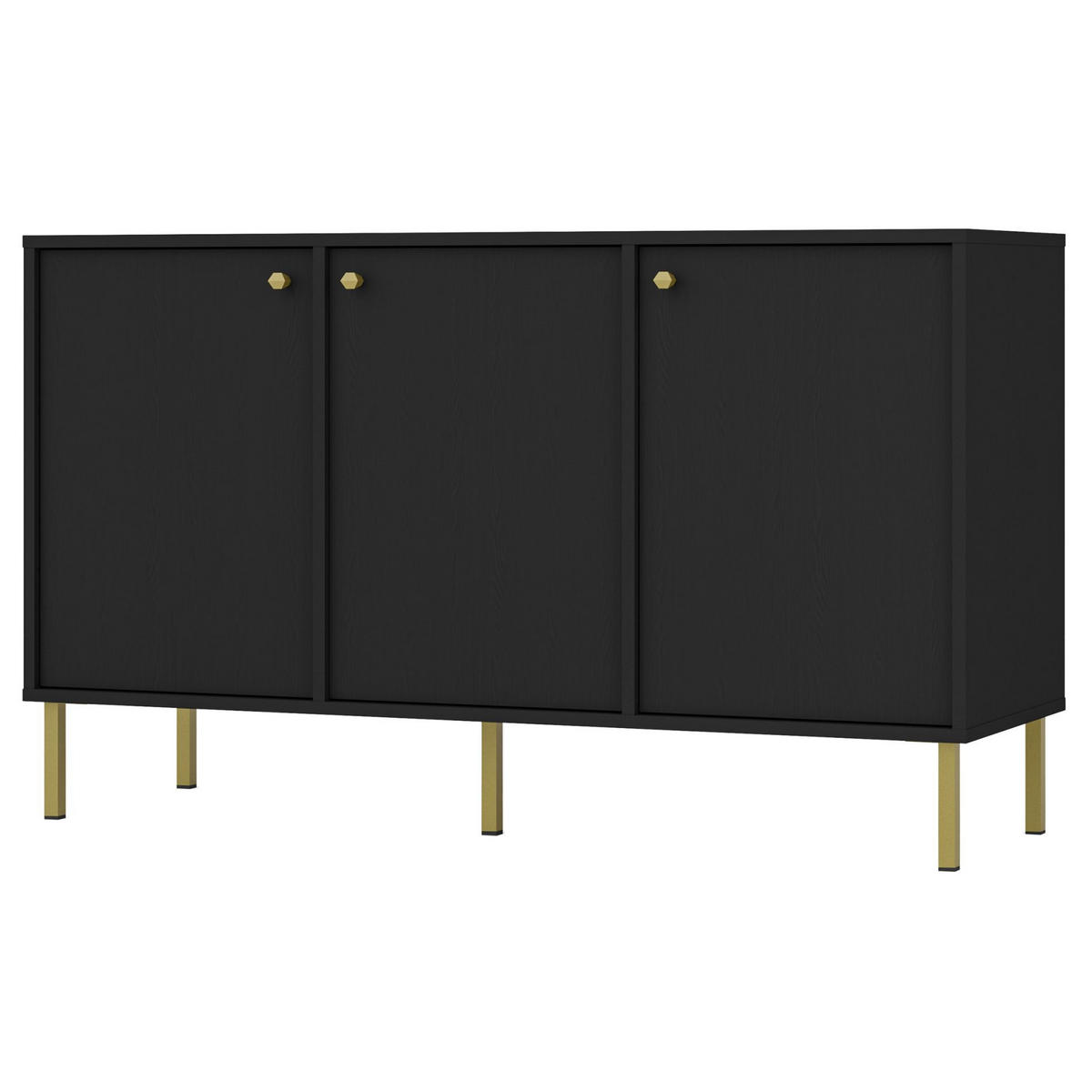 SIDEBOARD Oktio Schwarz-Graphit 125 cm - Goldfarben/Schwarz, Holzwerkstoff/Metall (124.5/73.9/40.8cm) - Selsey