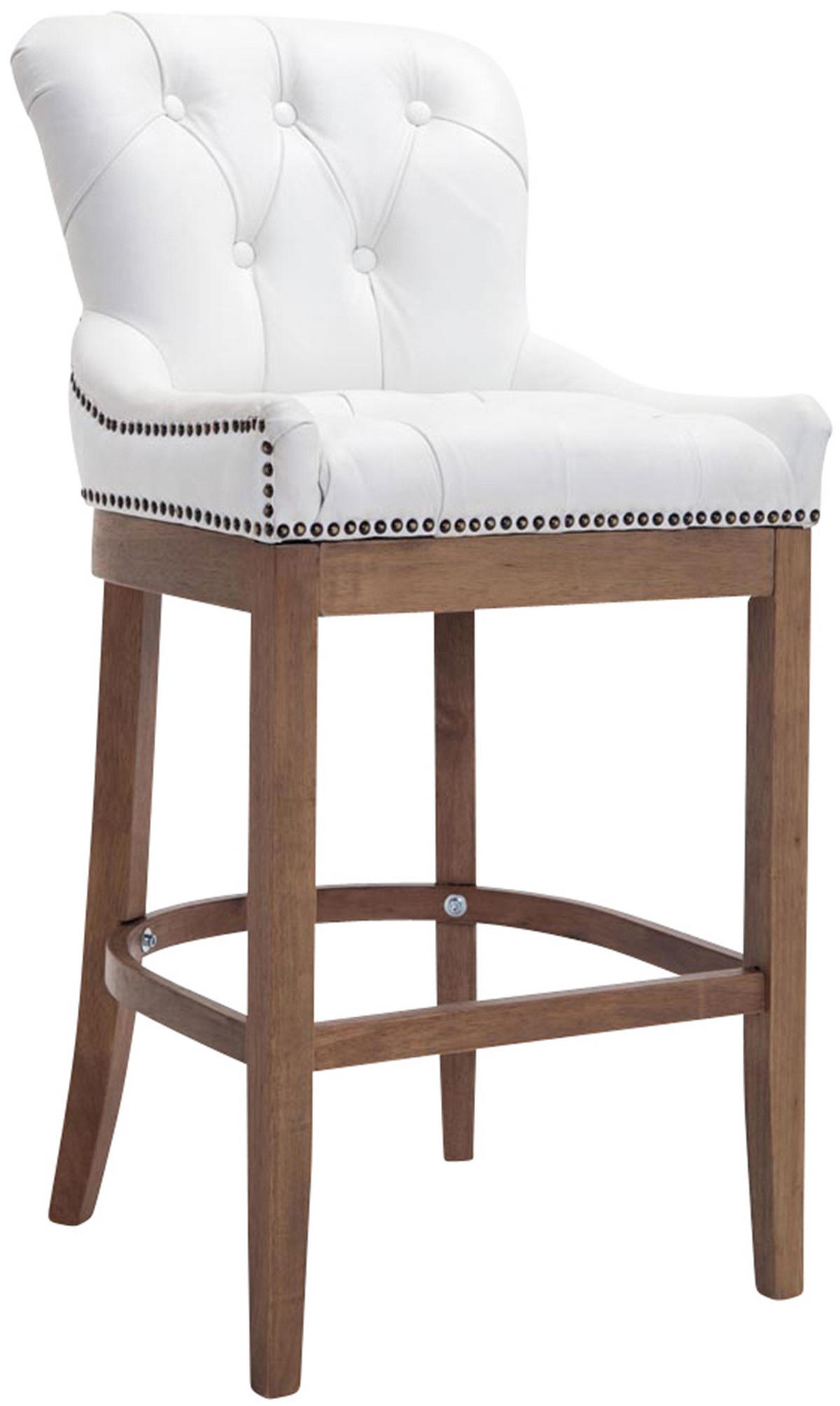 BARHOCKER Echtleder weiß - Naturfarben/Weiß, Leder/Holz (55/109/57cm) - CLP