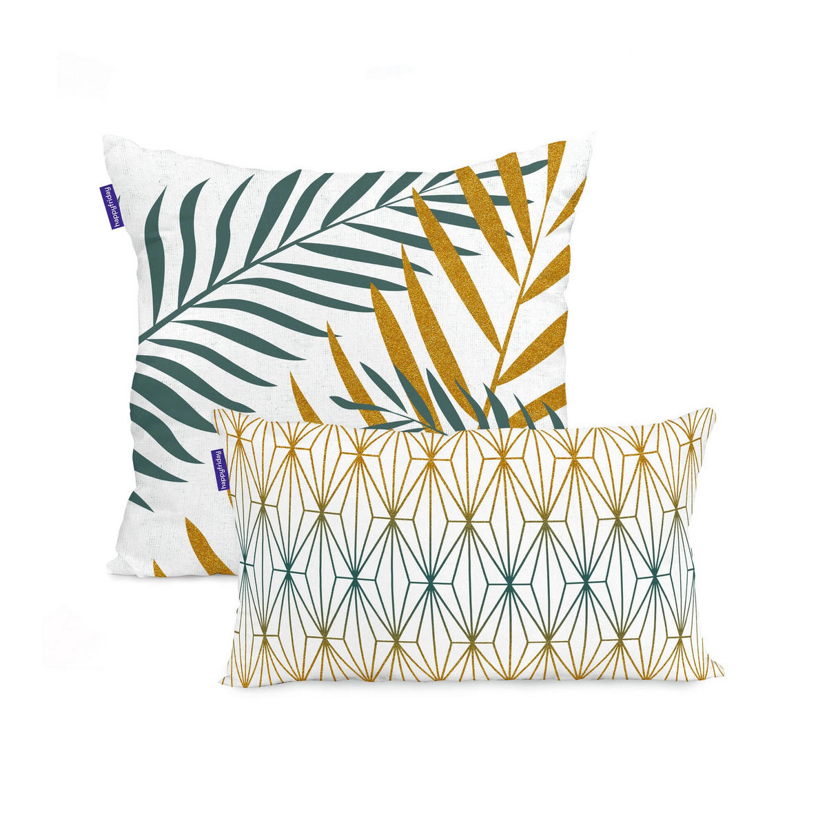 KISSENBEZUG foliage mint 50x50 + 50x30 cm mehrfarbig - Multicolor, Textil (50/50cm) - Happy Friday