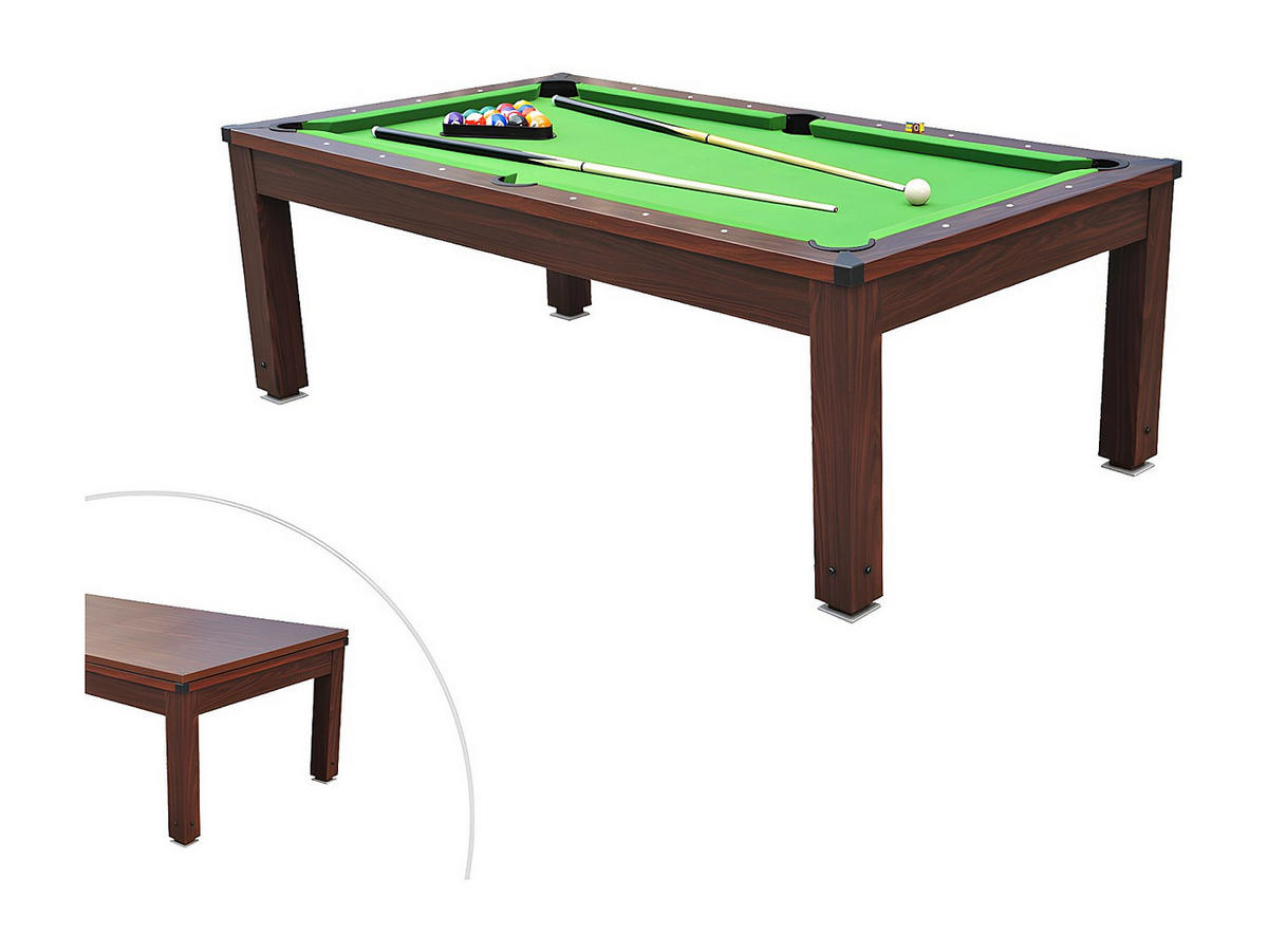 BILLARDTISCH - 8 Personen - Holz, Platte - Naturfarben Dunkel, Grün - - Naturfarben, Holz (207.7/114.2cm) - Vente-Unique