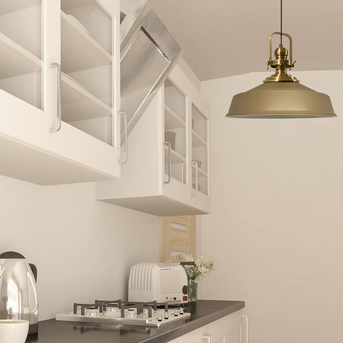 PENDELLEUCHTE Asletl 40/30 cm - Beige, Metall (30/40/33cm) - Bamyum