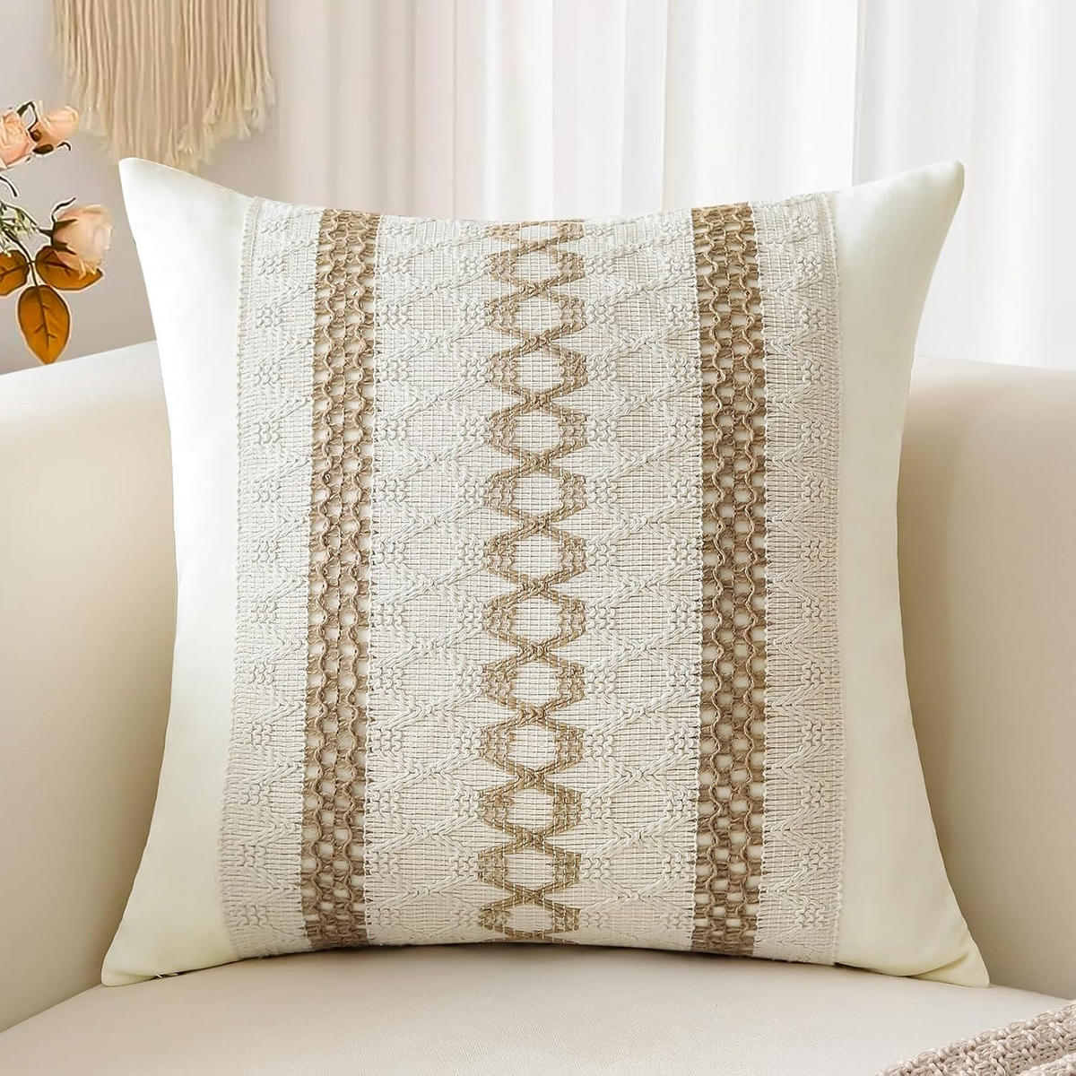 KISSENBEZUG – Füllung nicht enthalten – beige – 45 x 45 cm – 2er-Set - Weiß, Textil (45/45cm)