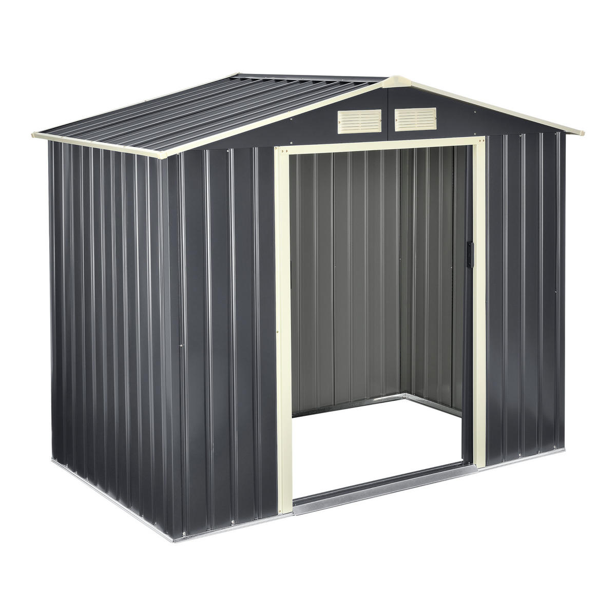 GARTENSCHUPPEN - Dunkelgrau, Metall (213/185/127cm) - [en.casa]