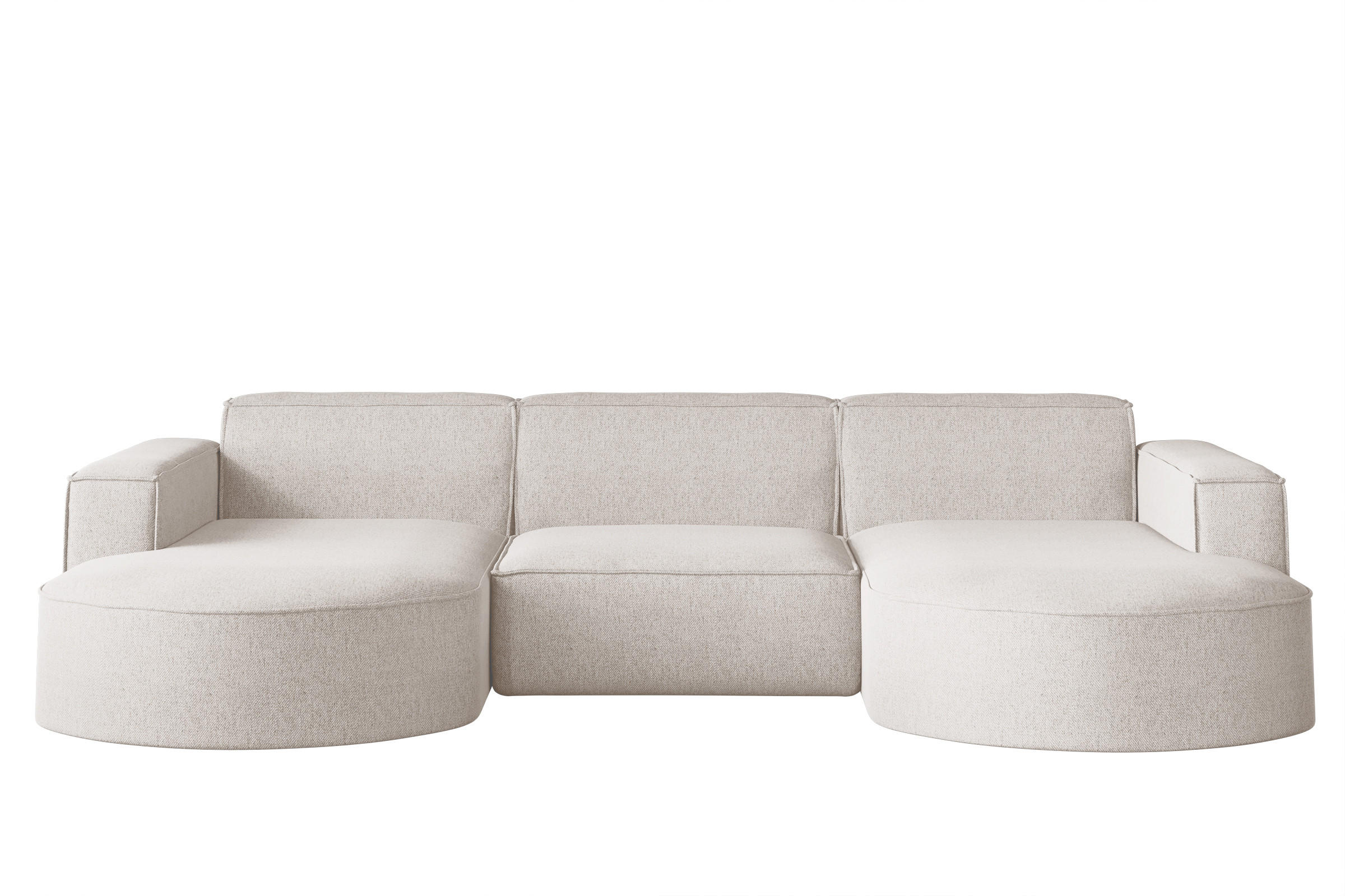 ECKSOFA U-Form MODENA STUDIO Stoff Verita Ecru - Ecru, Holz (165/299cm) - Kaiser Möbel
