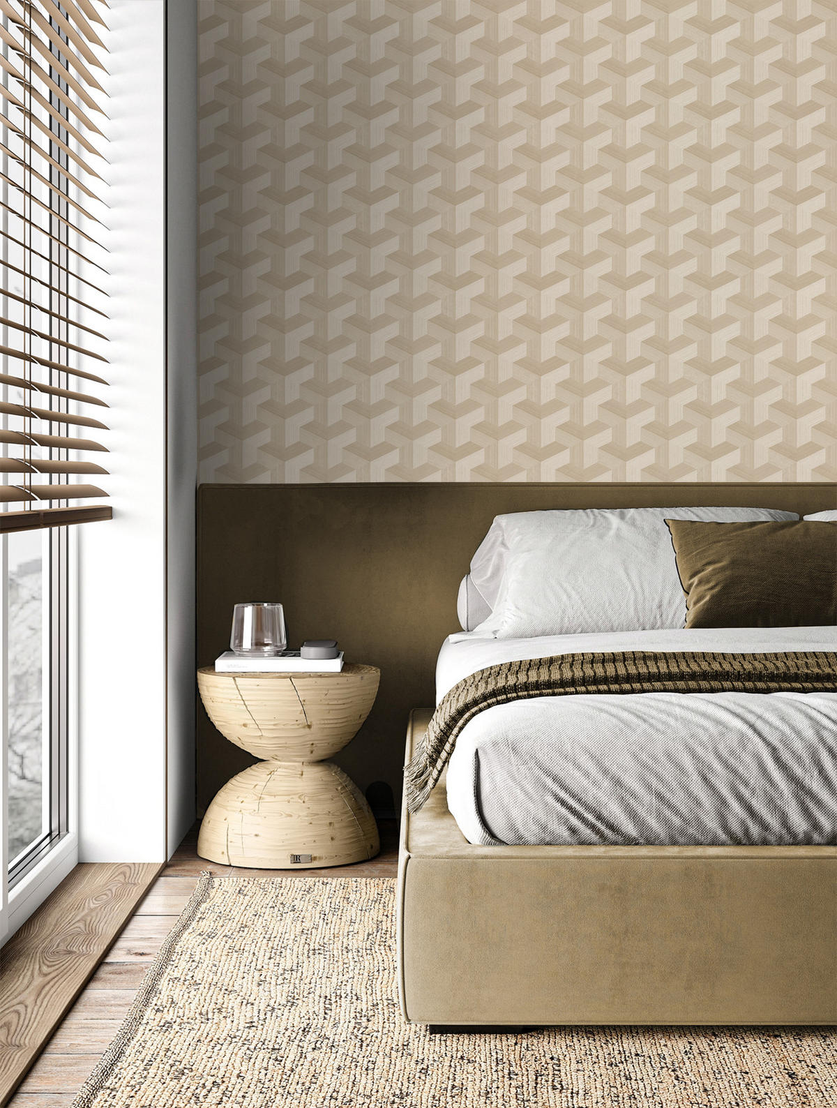 TAPETE 3D-Muster 50 x 900 cm - Beige, Papier (50/900cm) - Origin Wallcoverings