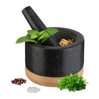 MÖRSER - Multicolor, Holz/Stein (14/10/14cm) - Relaxdays