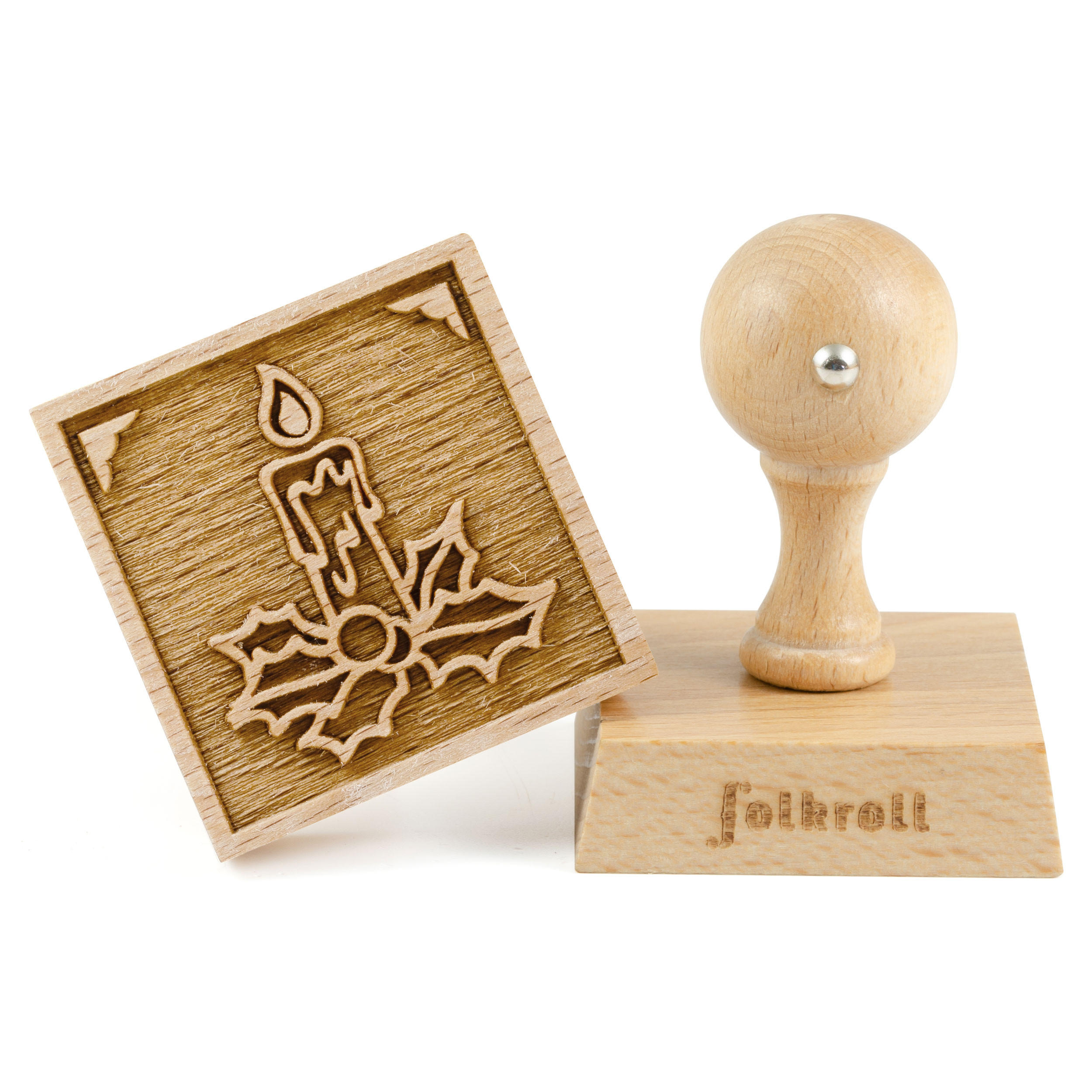 MOTIV-KEKSSTEMPEL Adventskerze, 55x55 mm, Buchenholz - Braun, Holz (5.5/7/5.5cm) - Folkroll