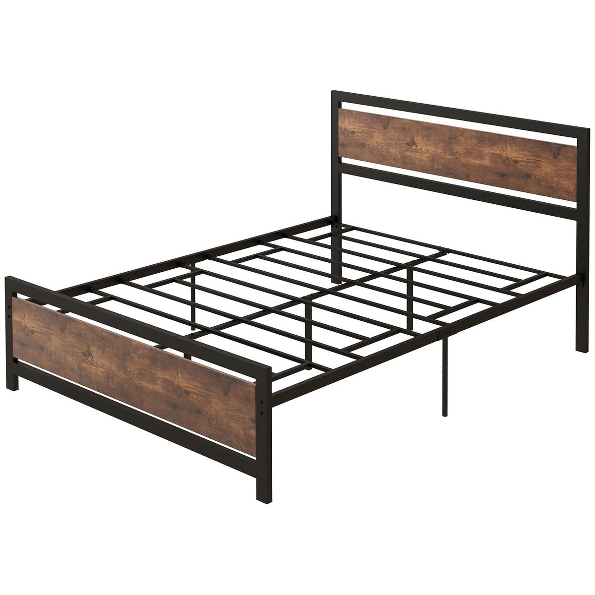 BETT 140x190 cm DE-14645 mit Kopf- & Fußteil aus Stahl Dunkelholz - Braun, Metall (140/190cm) - ComfortXL
