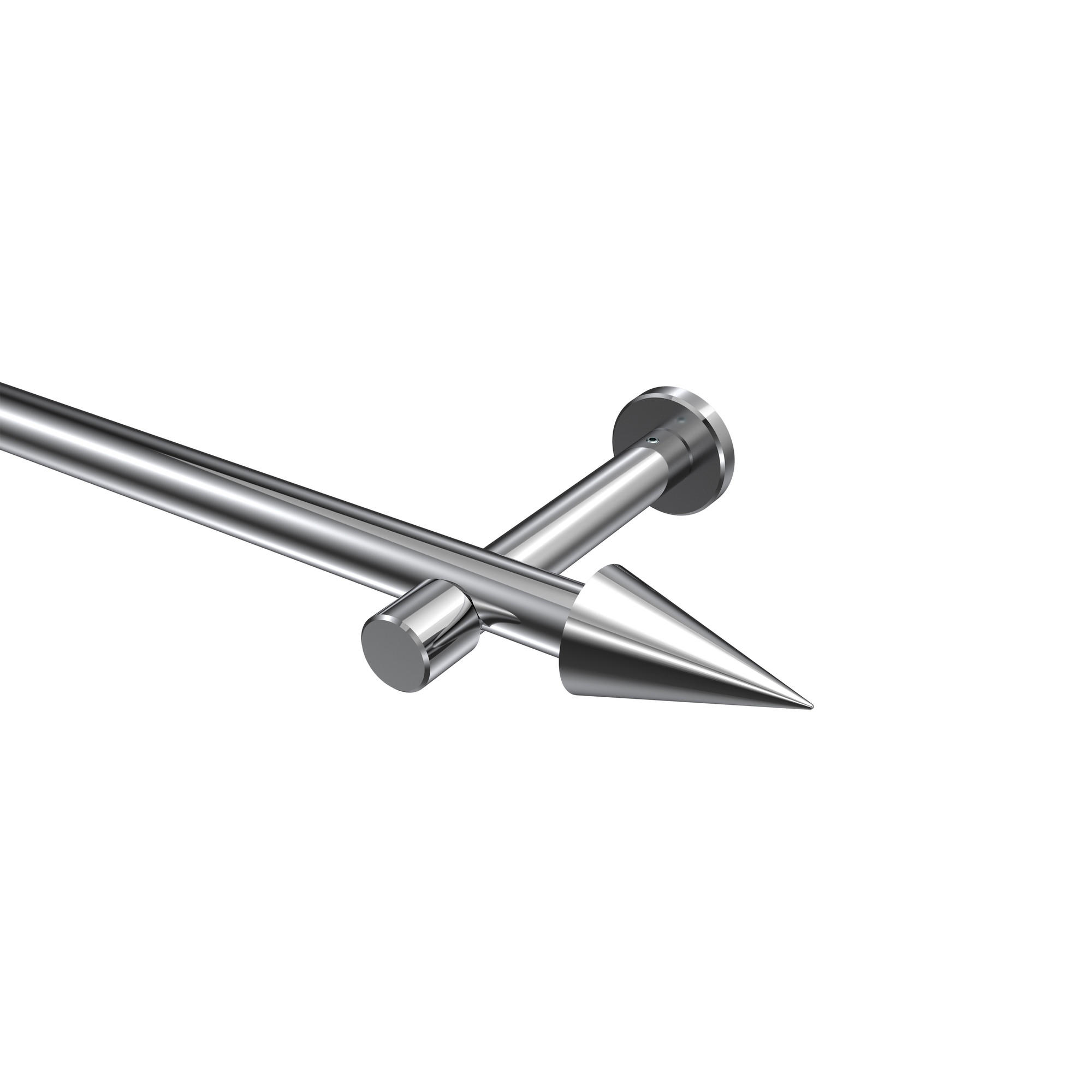 GARDINENSTANGEN-SET Prestige Savio 540 cm (geteilt in 3 x 180 cm), 1-läufig (ohne Ringe), 20 mm Ø Chrom - Chromfarben, Metall (540cm) - INTERDECO