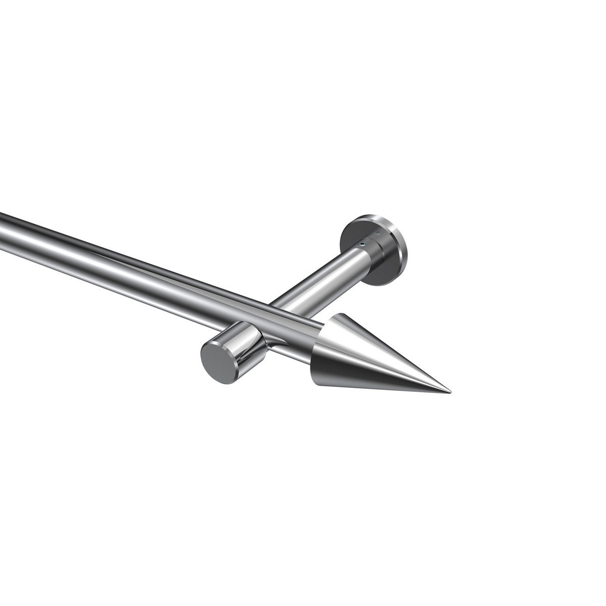GARDINENSTANGEN-SET Prestige Savio 200 cm, 1-läufig (ohne Ringe), 20 mm Ø Chrom - Chromfarben, Metall (200cm) - INTERDECO
