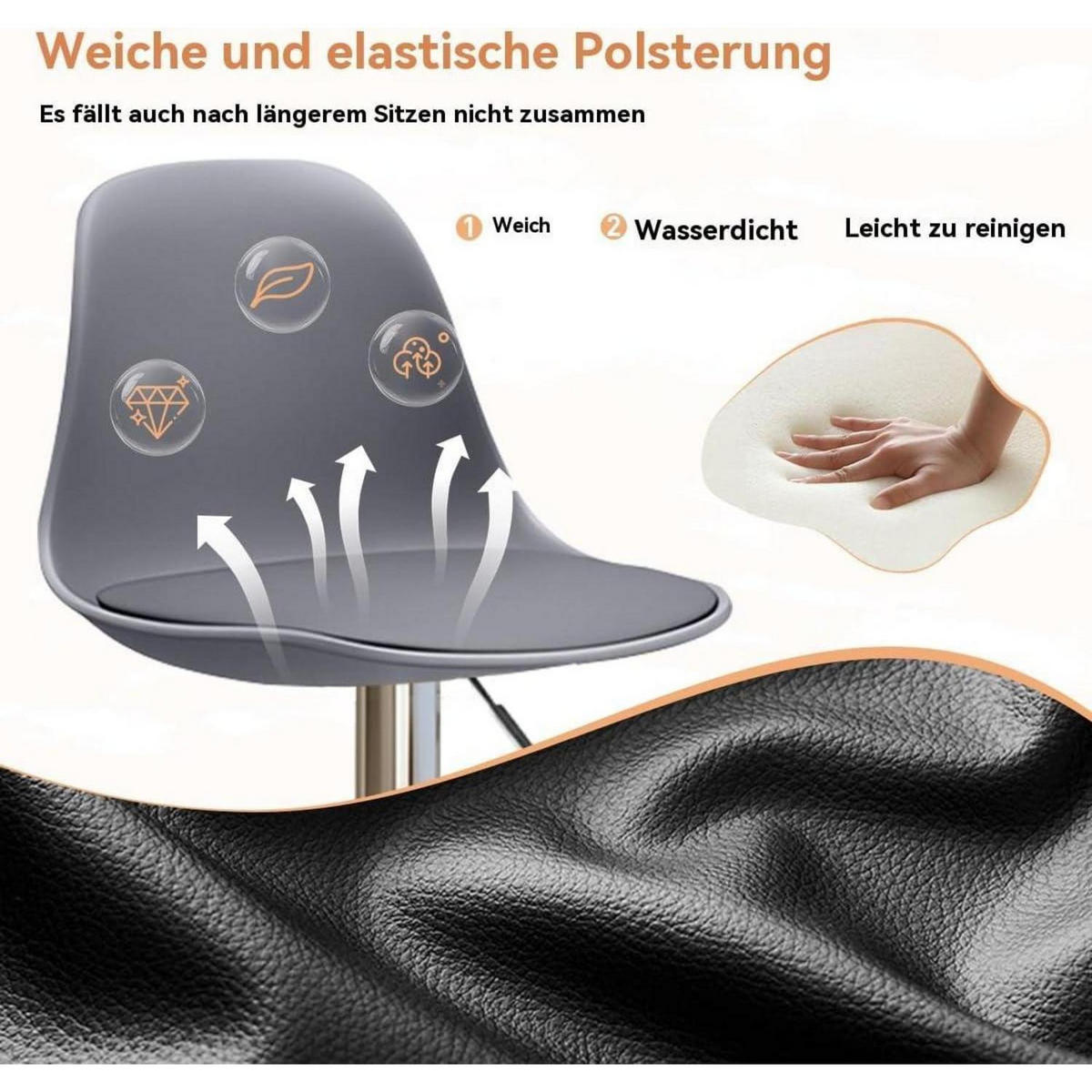 BARHOCKER 2-teiliges Set höhenverstellbar mit Rückenlehne Grau Kunststoff - Grau, Kunststoff (45/104.4/38.5cm)