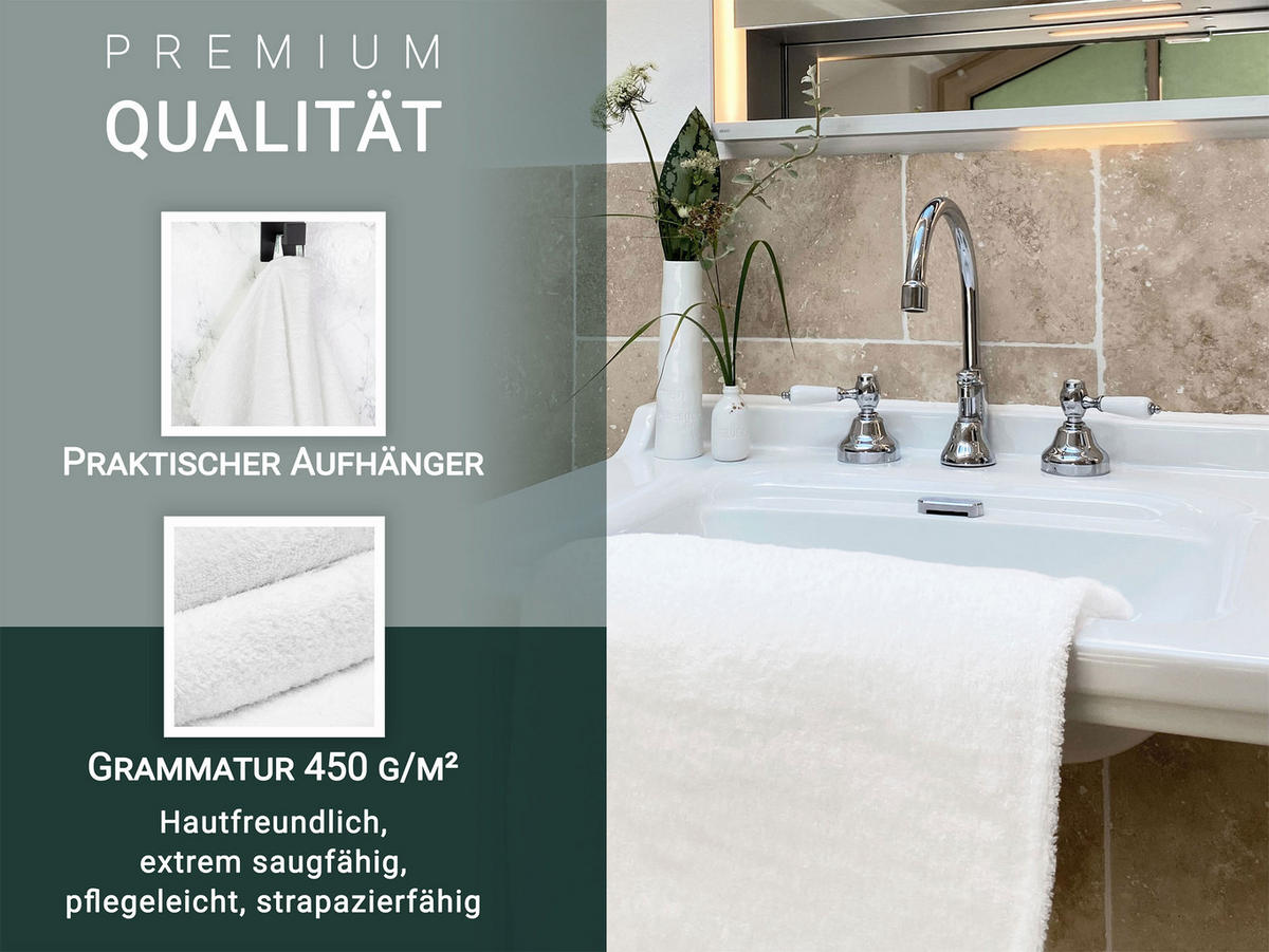 HANDTÜCHER, 10er-Set, 50x100 cm, 100% Baumwolle, Weiß - Weiß, Textil (50/100cm) - Zollner