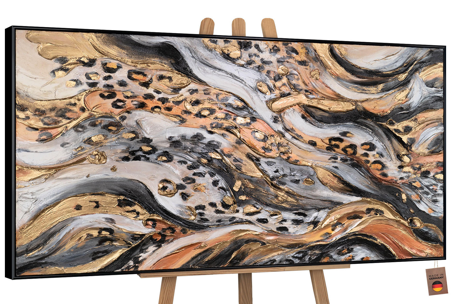 YS-art gallery Gemälde Schwarz 120x60 cm
