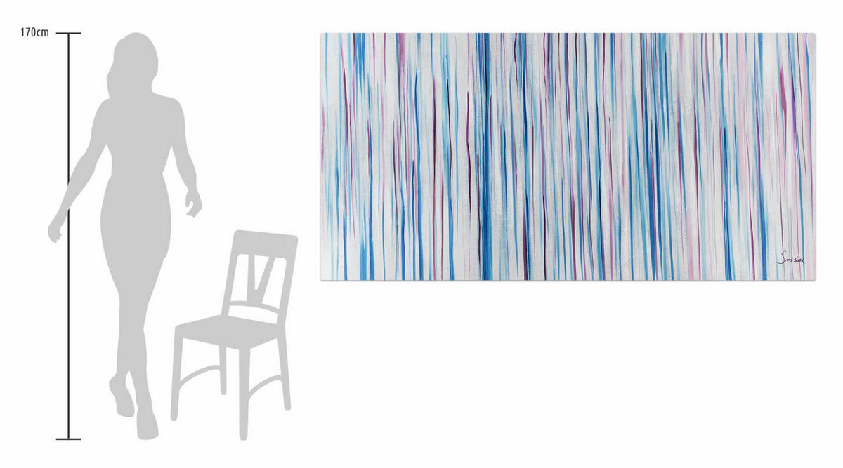 ÖLGEMÄLDE XXL Blau 200/100 cm - Blau/Weiß, Holz/Textil (6.68/100cm) - KUNSTLOFT