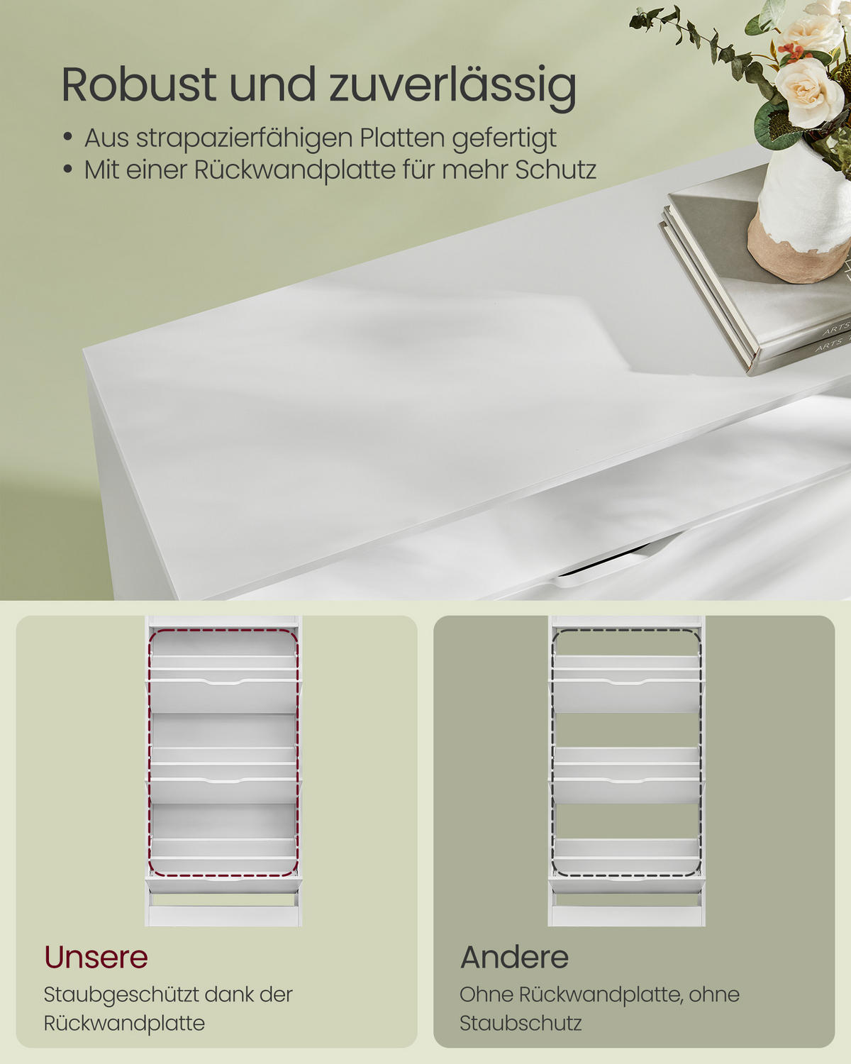 SCHUHSCHRANK Kobe - Weiß, Holzwerkstoff (24/139/60cm) - VASAGLE
