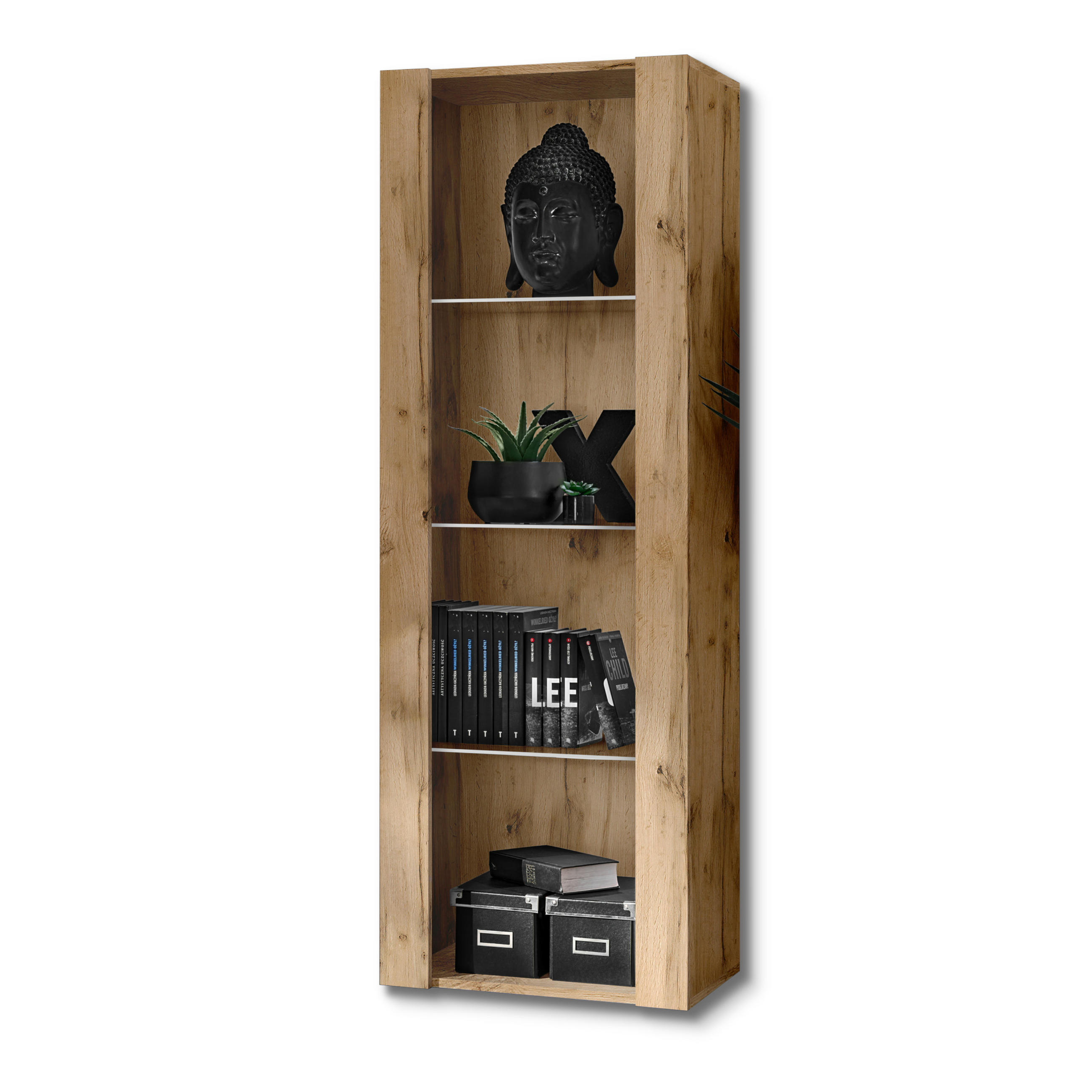 VITRINE TIVOLI, Eiche Wotan + Eiche Wotan - Eiche Wotan, Glas/Holzwerkstoff (55/159/35cm) - Komodee