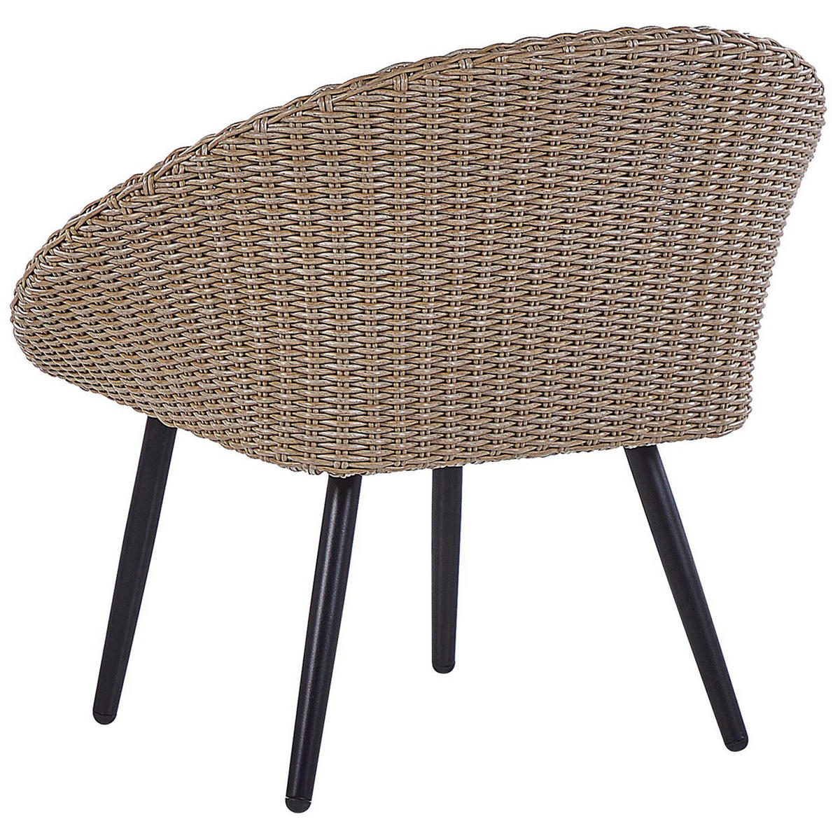 BALKONSET 2-Sitzer Rattan natürlich Auflagen hellbeige Ortigia - Beige/Schwarz, Kunststoff - Beliani