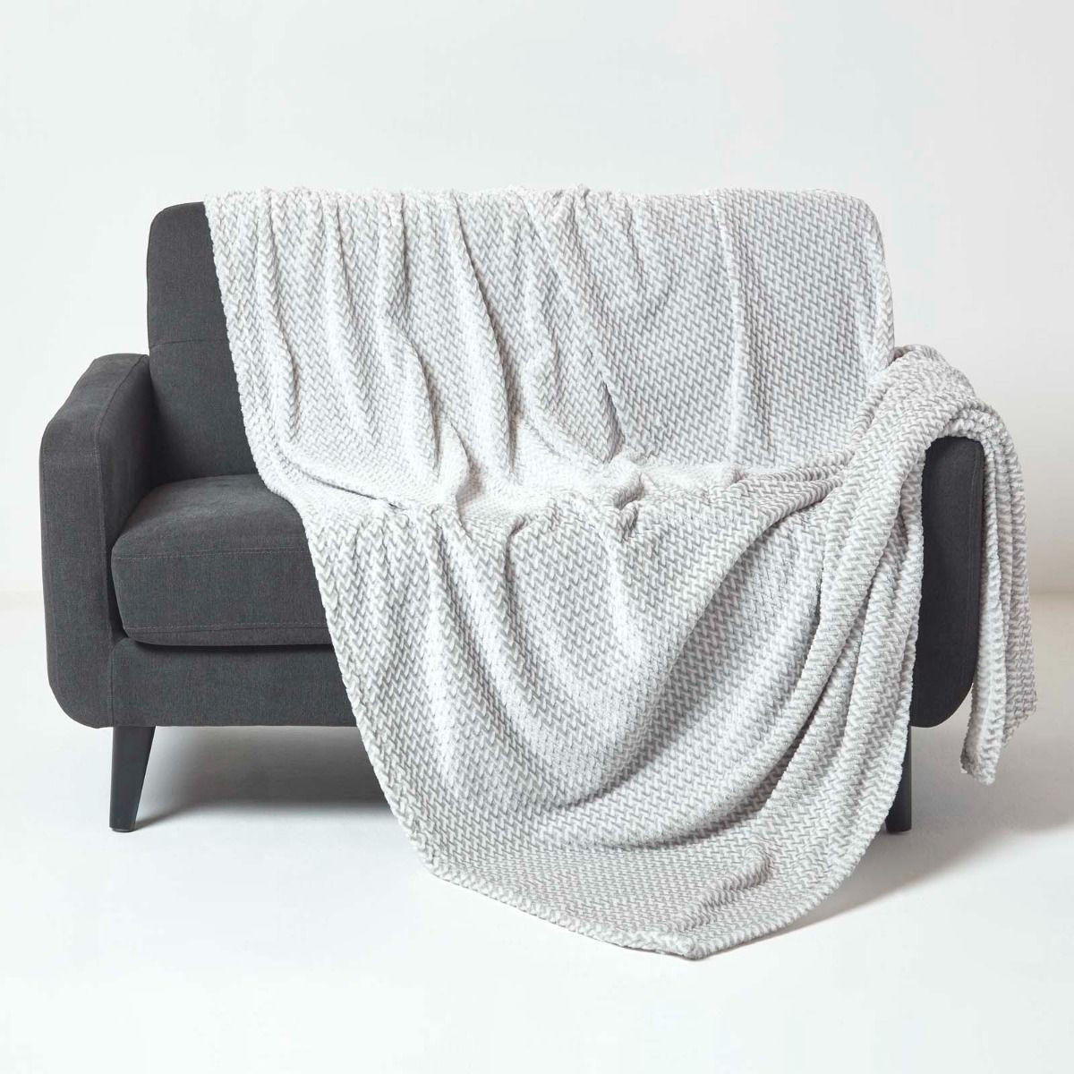 SAMT-WOHNDECKE Mora 130/160 cm, Jacquard - Grau, Textil (130/160cm) - Homescapes