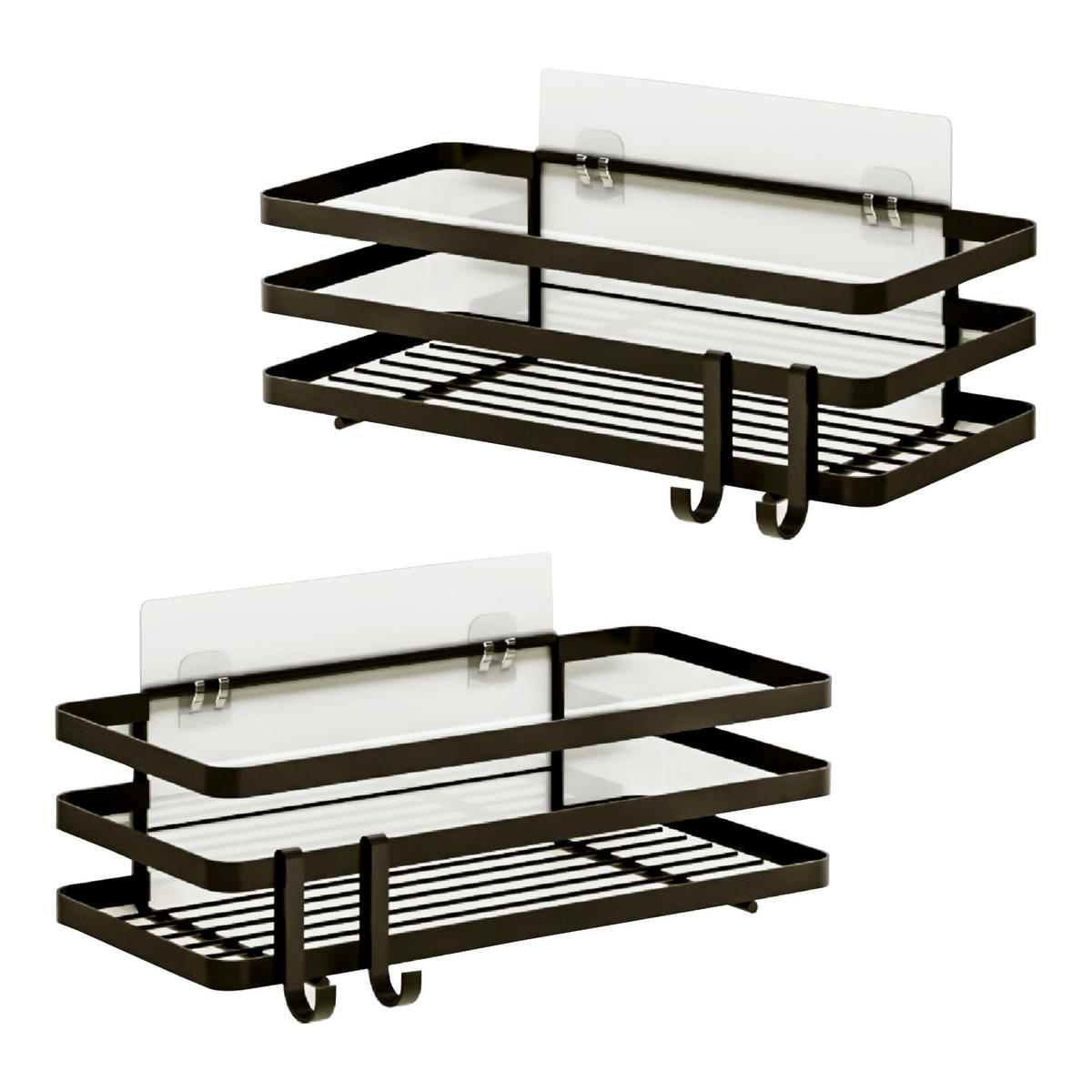 DUSCHREGAL-SET 2-TLG. Pertunmaa - Schwarz, Metall (12/7.5/25cm) - [en.casa]