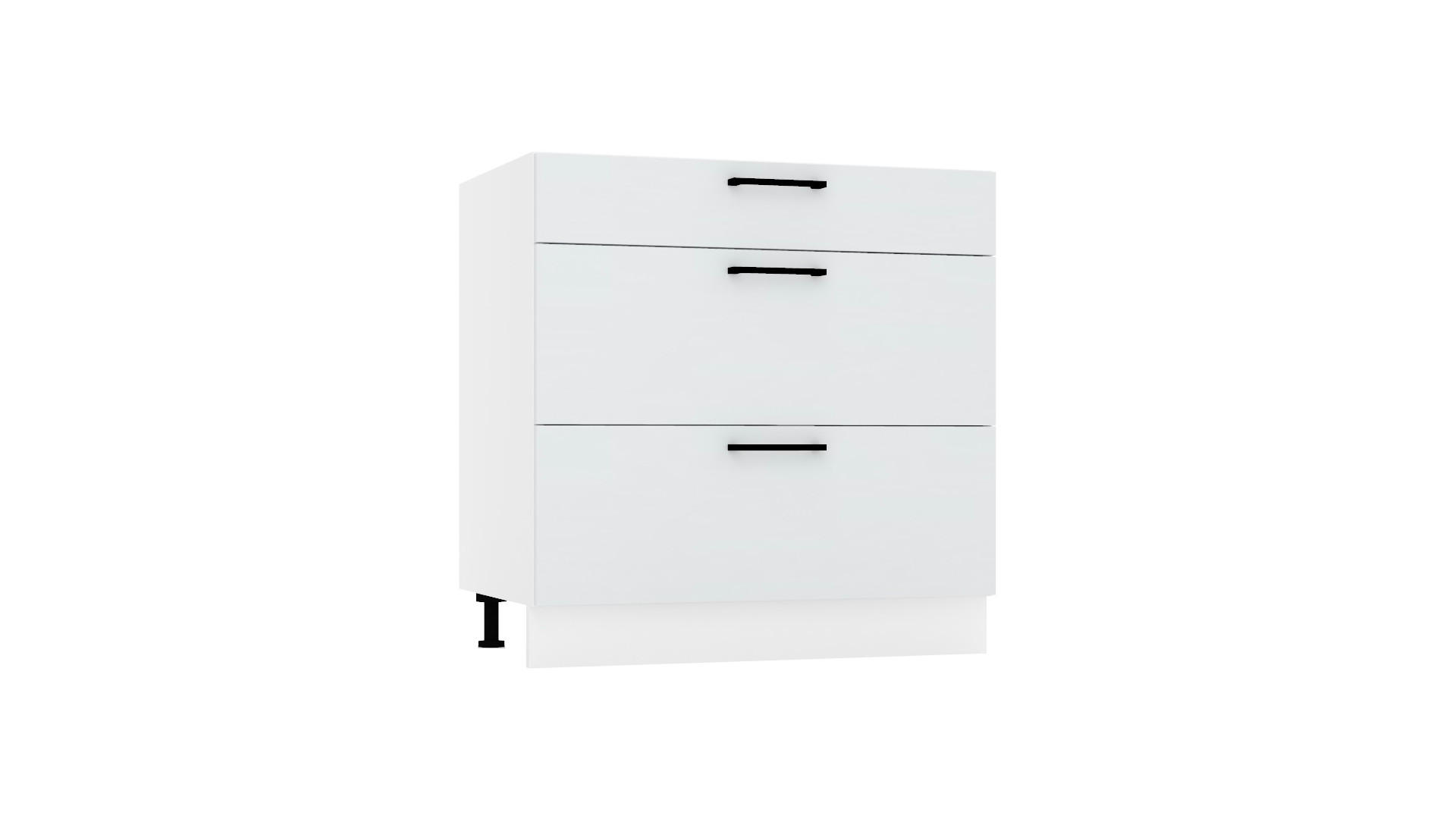 UNTERSCHRANK D80S3 - Dnoria - 3 Schubladen für effiziente Organisation - Hellgrau, Holz/Metall (80/82/52.4cm) - ROYAL24_MARKT