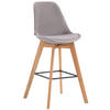 BARHOCKER Medoc, Gestell Natura, Samt Grau - Naturfarben/Grau, Holz/Textil (48/100/56cm) - TPFLiving