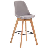 BARHOCKER Medoc, Gestell Natura, Samt Grau - Naturfarben/Grau, Holz/Textil (48/100/56cm) - TPFLiving