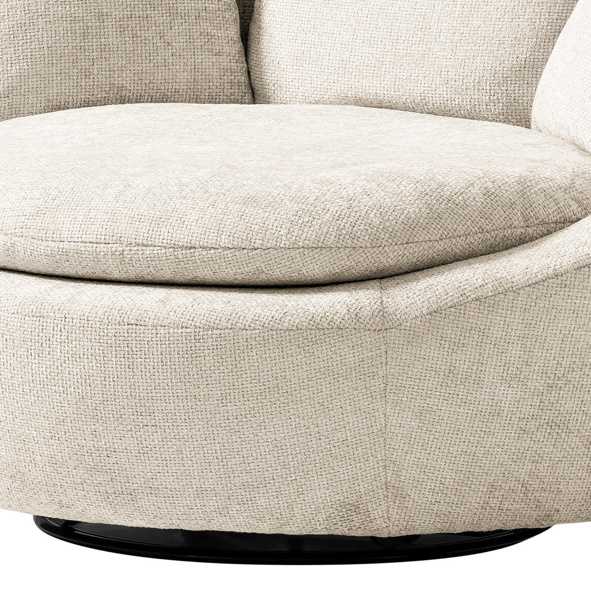 DREHSESSEL - Webstoff - Beige/Schwarz, Textil/Metall (133/80/112cm) - home24