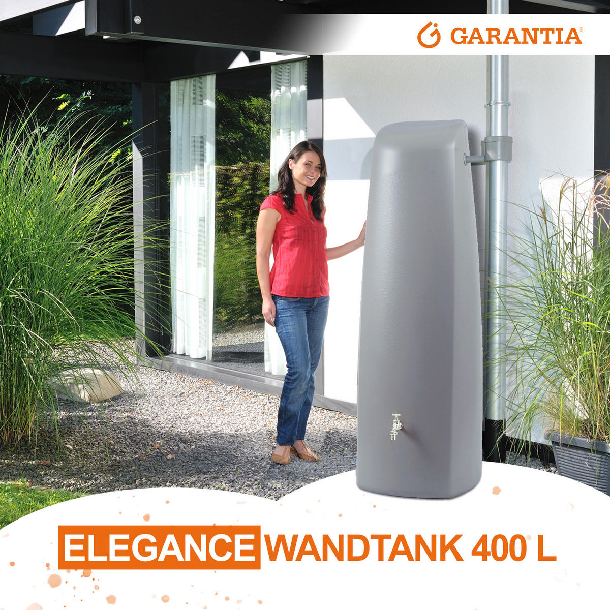 WANDTANK 400 L, steingrau - Grau, Kunststoff (60/180/60cm) - GARANTIA