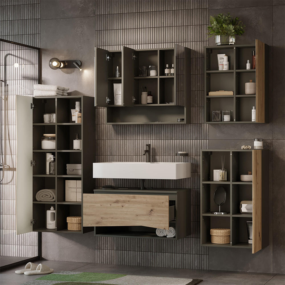 Vicco Hängeschrank Eiche Artisan, Anthrazit 56x70x16.8 cm