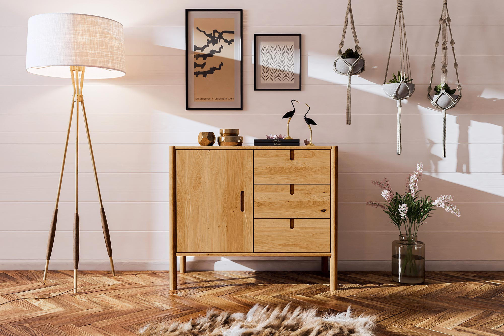 Thumbnail - byoak Kommode, Dunkelbraun, Holz, Kerneiche, 97x84x46 cm, Wohnzimmer, Kommoden & Sideboards, Kommoden