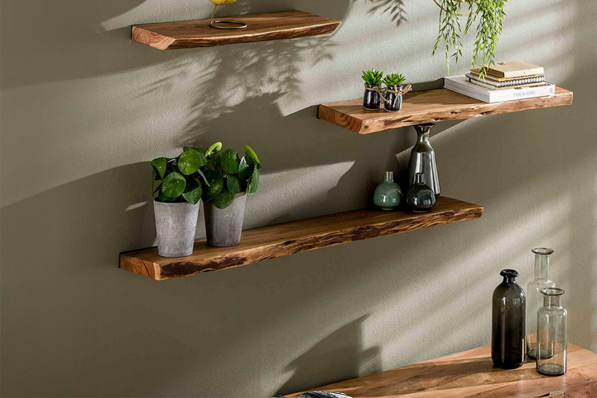 WANDREGAL ERGEA  Holz Akazie - Naturfarben, Holz (120/4/20cm) - KAWOLA
