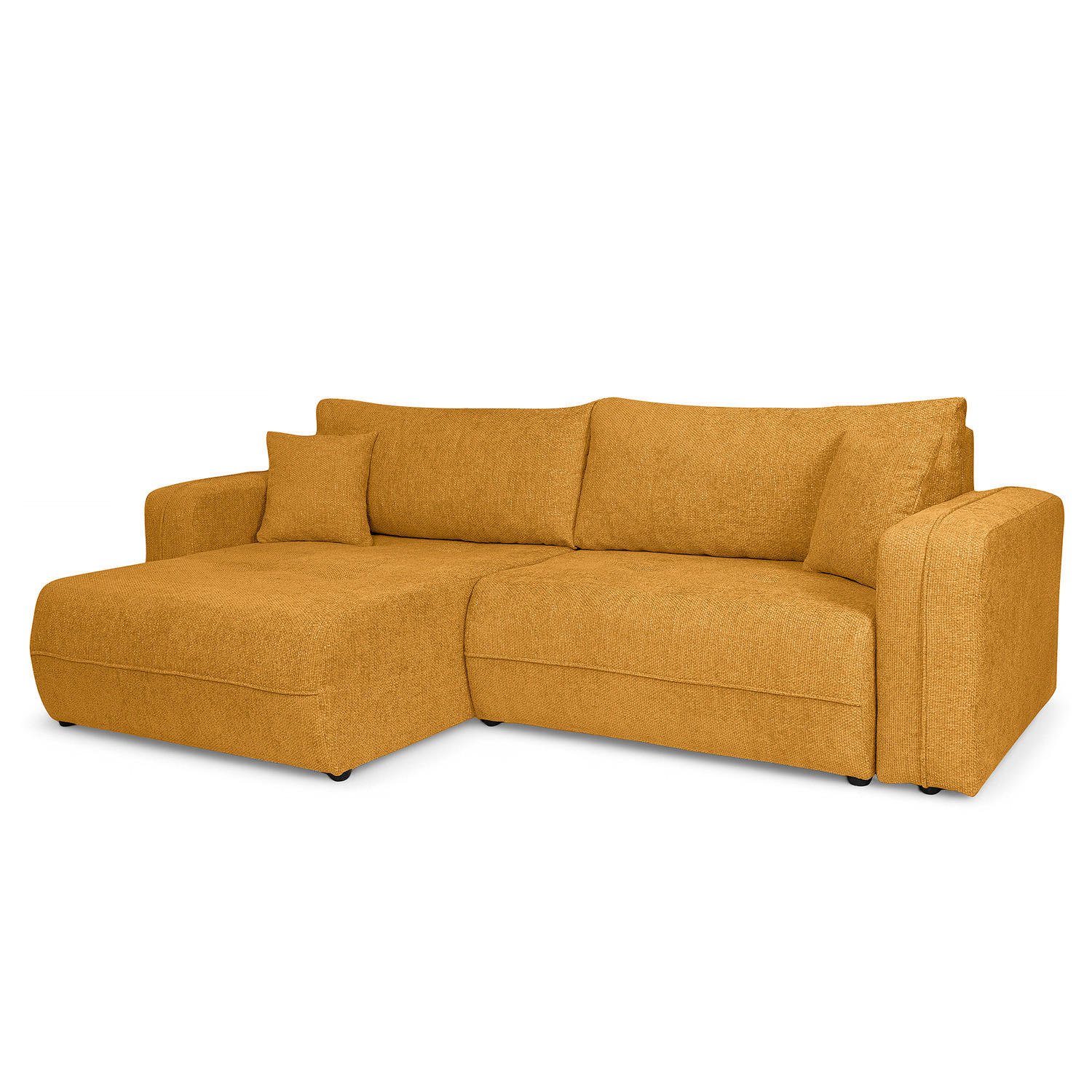 ECKSOFA mit Schlaffunktion - 244 cm - Gelb/Schwarz, Kunststoff/Textil (244/145cm) - home24