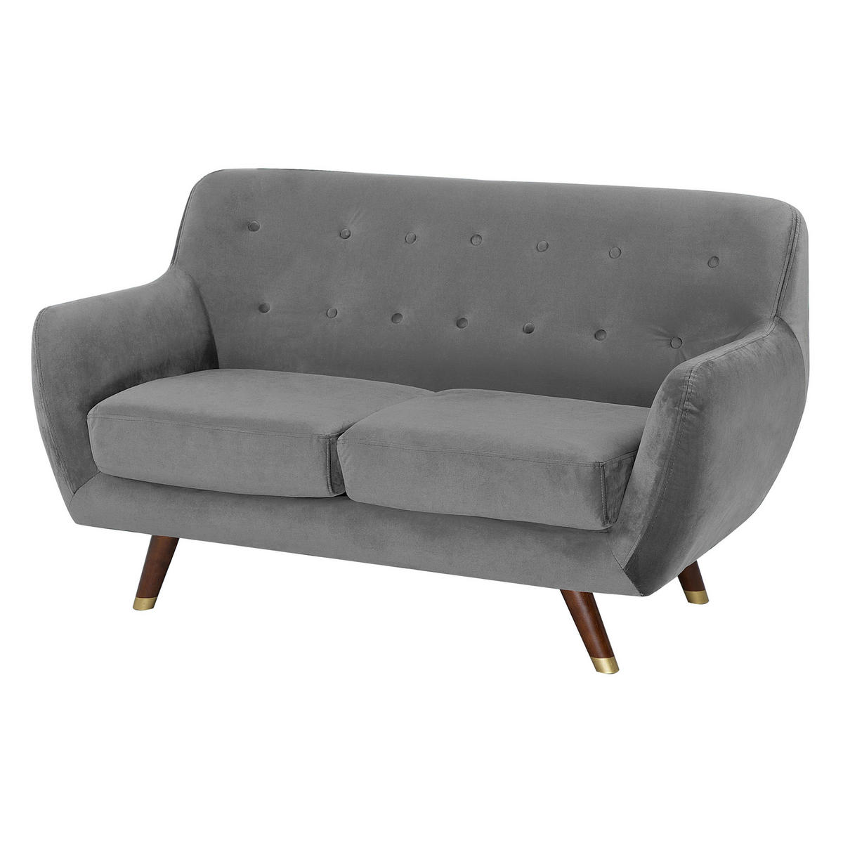 SOFA-SET 6-sitzer Samtstoff Grau Bodo - Grau, Textil (188/84/85cm) - Beliani