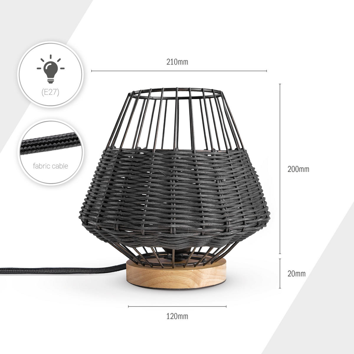 PENDELLEUCHTE Punto - Schwarz, Metall (21/21/22.4cm) - Paco Home