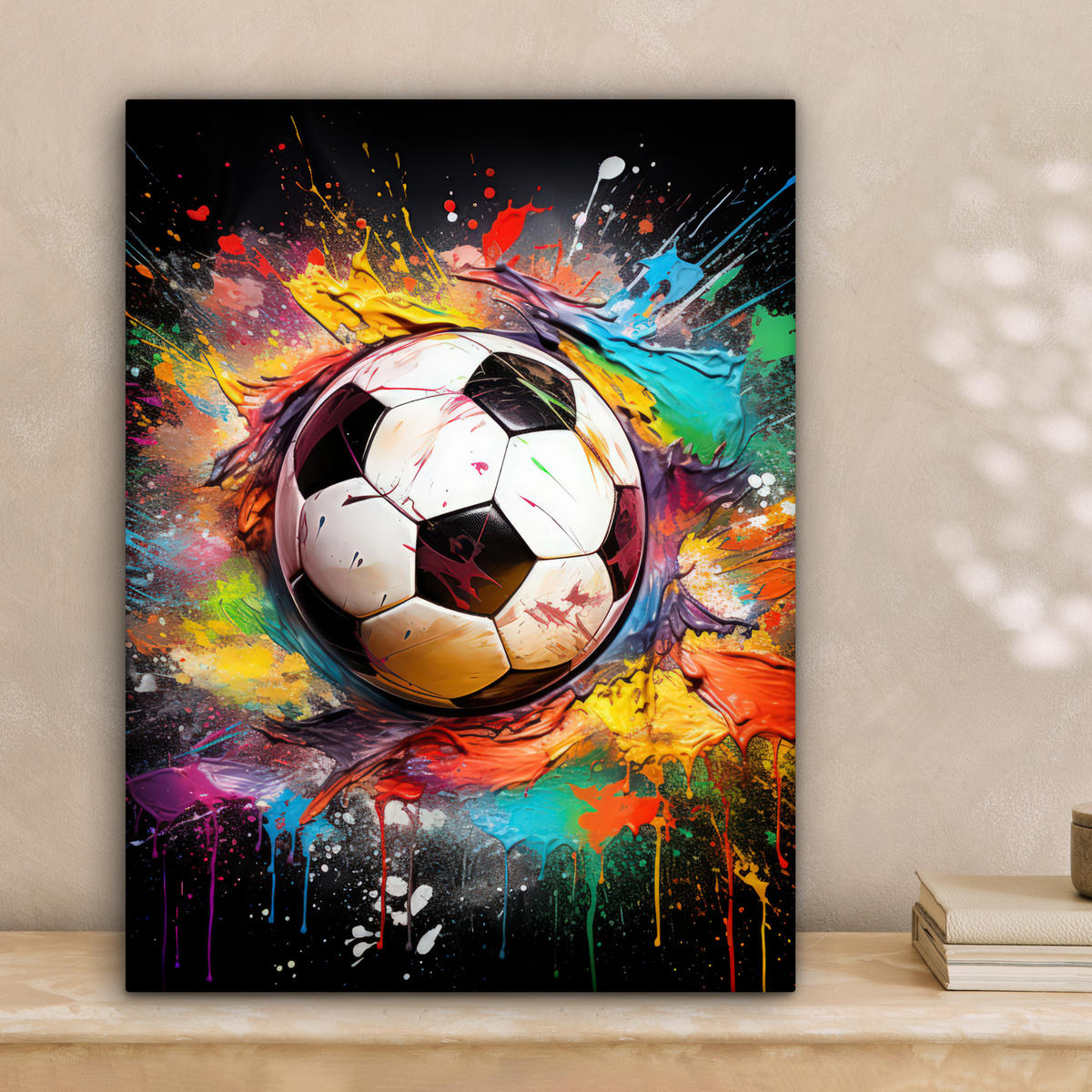 LEINWANDBILD Fußball - Farbe - Farben - Schwarz - Weiß 30x40 cm - Weiß, Textil (30/40cm) - MuchoWow