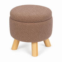 TABURET Maro material teddy cu spațiu de depozitare 30x33 cm - maro, material textil/compozit lemnos (33/30/33cm) - Relaxdays